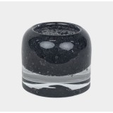 HEAVY GLASS STONE CANDEL HOLDER BLACK, LIGHT GREY, TAUPE - CANDLE HOLDERS, CANDLES